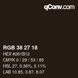 Color code: RGB 38 27 18 | qconv.com