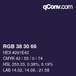 Code couleur: RGB 38 30 66 | qconv.com