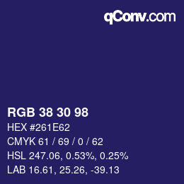 Color code: RGB 38 30 98 | qconv.com