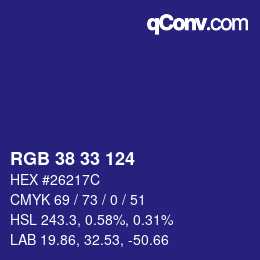 カラーコード: RGB 38 33 124 | qconv.com