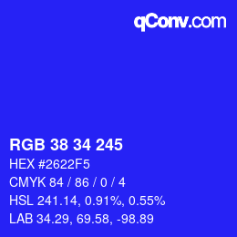 カラーコード: RGB 38 34 245 | qconv.com