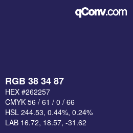 カラーコード: RGB 38 34 87 | qconv.com