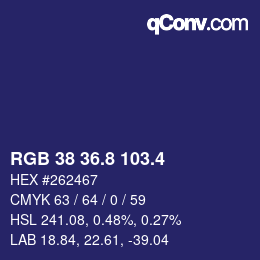 カラーコード: RGB 38 36.8 103.4 | qconv.com