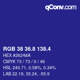 カラーコード: RGB 38 36.8 138.4 | qconv.com