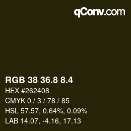 カラーコード: RGB 38 36.8 8.4 | qconv.com