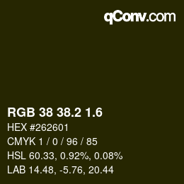 カラーコード: RGB 38 38.2 1.6 | qconv.com