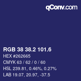 カラーコード: RGB 38 38.2 101.6 | qconv.com