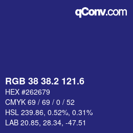 カラーコード: RGB 38 38.2 121.6 | qconv.com