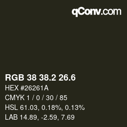 カラーコード: RGB 38 38.2 26.6 | qconv.com