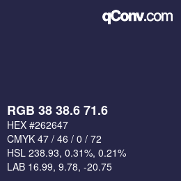 カラーコード: RGB 38 38.6 71.6 | qconv.com