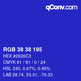 Color code: RGB 38 38 195 | qconv.com