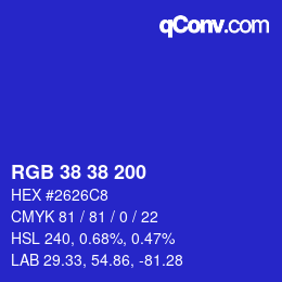 Color code: RGB 38 38 200 | qconv.com
