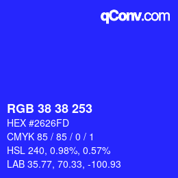 Color code: RGB 38 38 253 | qconv.com