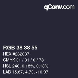 Color code: RGB 38 38 55 | qconv.com