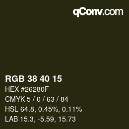 Color code: RGB 38 40 15 | qconv.com