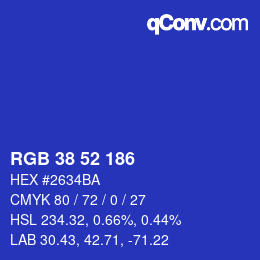 カラーコード: RGB 38 52 186 | qconv.com