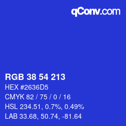 Farbcode: RGB 38 54 213 | qconv.com