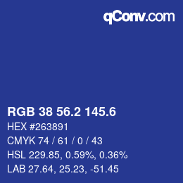 カラーコード: RGB 38 56.2 145.6 | qconv.com