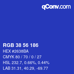 Color code: RGB 38 56 186 | qconv.com