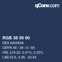 Código de color: RGB 38 56 90 | qconv.com