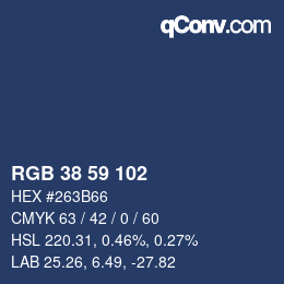 Color code: RGB 38 59 102 | qconv.com