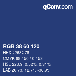 カラーコード: RGB 38 60 120 | qconv.com