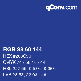 カラーコード: RGB 38 60 144 | qconv.com