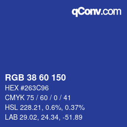 カラーコード: RGB 38 60 150 | qconv.com
