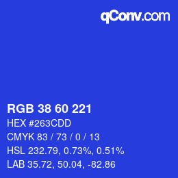 カラーコード: RGB 38 60 221 | qconv.com