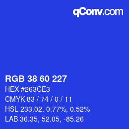 颜色代码: RGB 38 60 227 | qconv.com