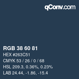 カラーコード: RGB 38 60 81 | qconv.com