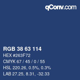 Color code: RGB 38 63 114 | qconv.com