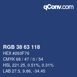 カラーコード: RGB 38 63 118 | qconv.com