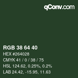Color code: RGB 38 64 40 | qconv.com