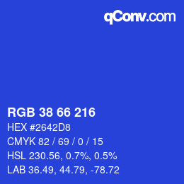 Color code: RGB 38 66 216 | qconv.com