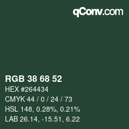Farbcode: RGB 38 68 52 | qconv.com