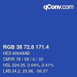 カラーコード: RGB 38 72.8 171.4 | qconv.com