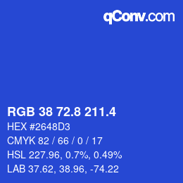 カラーコード: RGB 38 72.8 211.4 | qconv.com