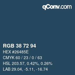 Farbcode: RGB 38 72 94 | qconv.com
