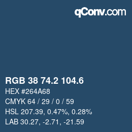 カラーコード: RGB 38 74.2 104.6 | qconv.com