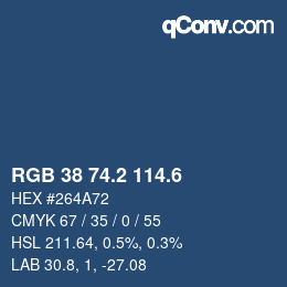 カラーコード: RGB 38 74.2 114.6 | qconv.com