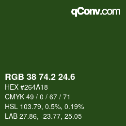 カラーコード: RGB 38 74.2 24.6 | qconv.com