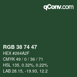 颜色代码: RGB 38 74 47 | qconv.com