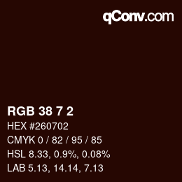 Color code: RGB 38 7 2 | qconv.com