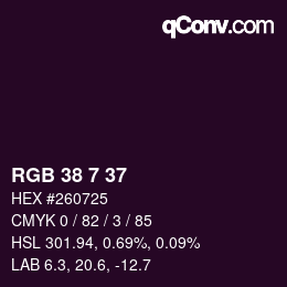Code couleur: RGB 38 7 37 | qconv.com