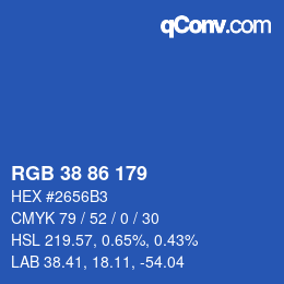 Farbcode: RGB 38 86 179 | qconv.com