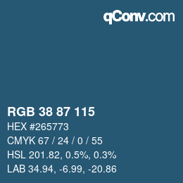 Color code: RGB 38 87 115 | qconv.com