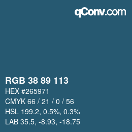 Color code: RGB 38 89 113 | qconv.com