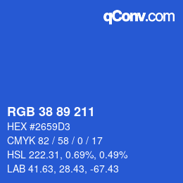 カラーコード: RGB 38 89 211 | qconv.com