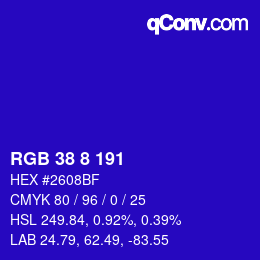Color code: RGB 38 8 191 | qconv.com